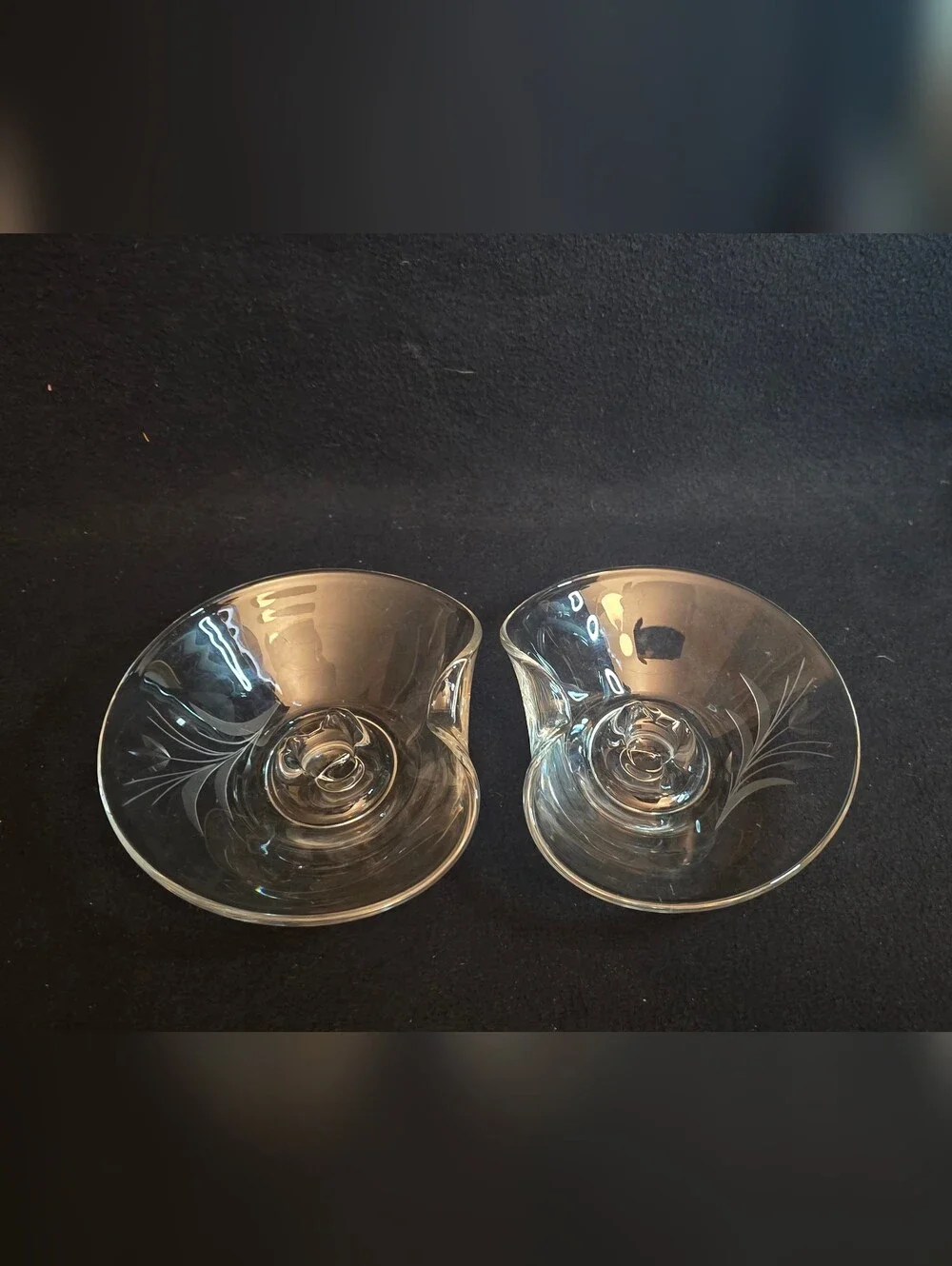 Clear Etched Glass Candle Holders